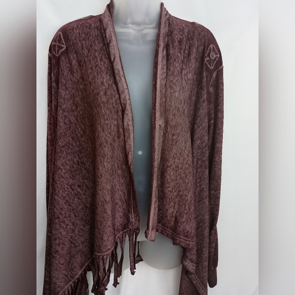 WRANGLER Burgundy Textured Cotton Knit 3 In One Cardigan Sweater Duster (#373) - Picture 11 of 11